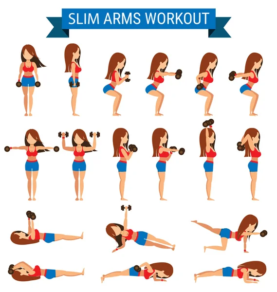 Set of cardio exercise for slim arms workout or weight training