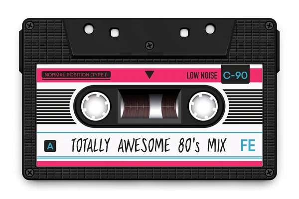 Reliquie Schwarze Audiokassette Total Awesome 80Er Mixtape — Stockvektor