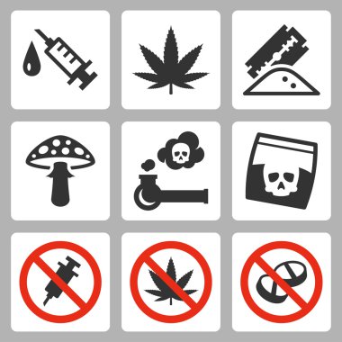 Yasadışı uyuşturucu Icons set