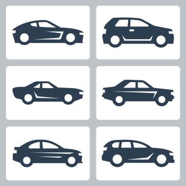 Arabalar simgeler kümesi, yan görünüm