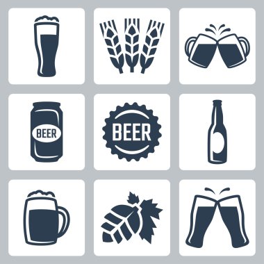 Beer related icons set clipart