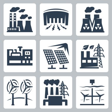 Enerji santralleri Icons set