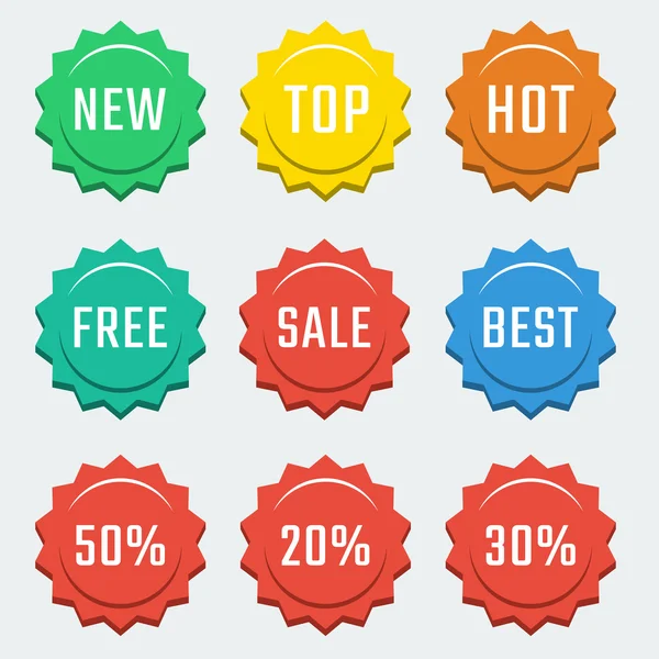 Colorful shopping related badges — Stock Vector