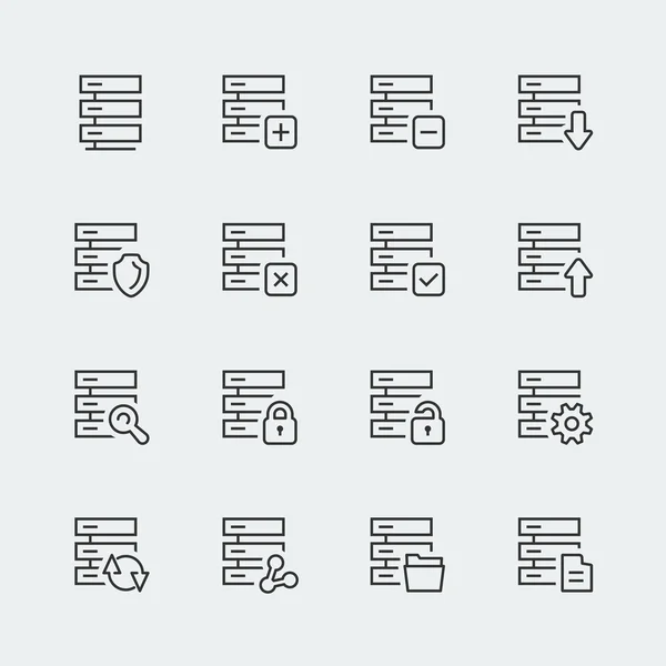 Hébergement, ensemble d'icônes réseau informatique — Image vectorielle