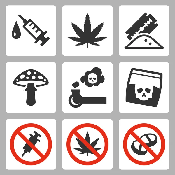 Illegale drugs icons set — Stockvector