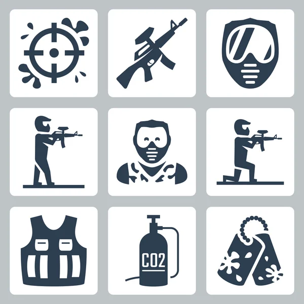 Conjunto de iconos de Paintball — Vector de stock