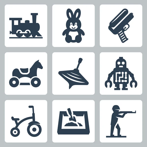 Kinderen speelgoed icons set — Stockvector