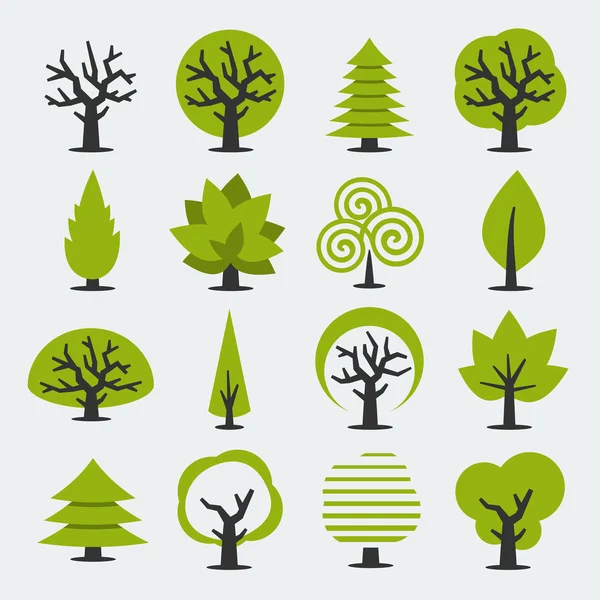Yeşil ağaçlar set — Stok Vektör