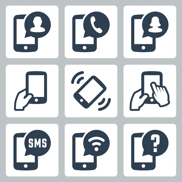 Mobile phone functions icons set — Stock Vector