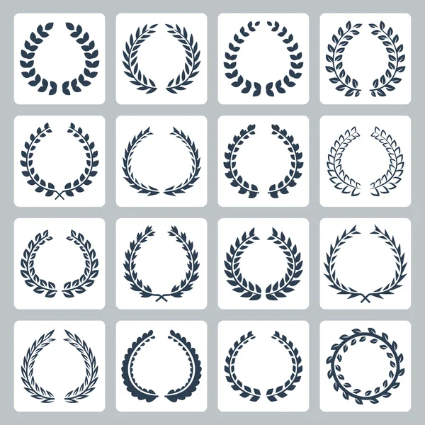 Laurel wreaths icons set — Stock Vector