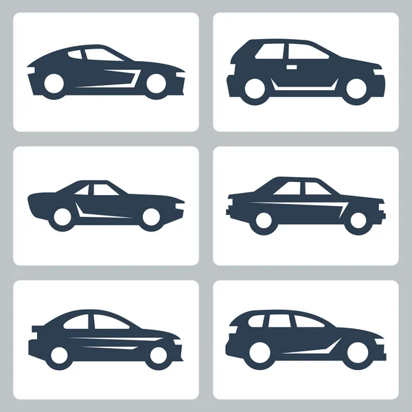 Cars icons set, side view — Stock Vector