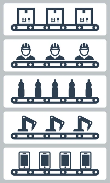 Siluetas de cinta transportadora — Vector de stock