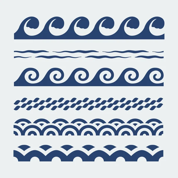 Patrones de olas marinas — Vector de stock