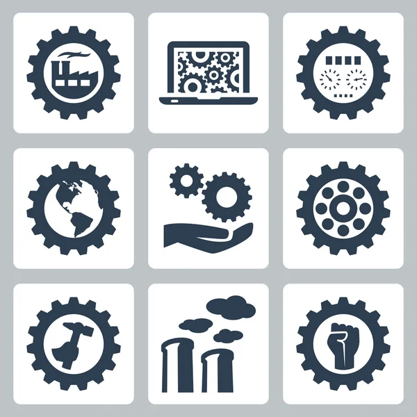 Conjunto de iconos industriales relacionados — Archivo Imágenes Vectoriales