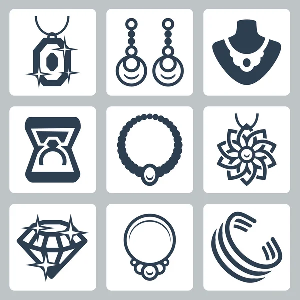 Biżuteria związane zestaw ikon — Wektor stockowy