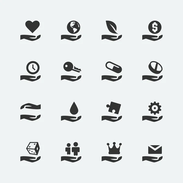 Conjunto de iconos de concepto de mano y objeto — Archivo Imágenes Vectoriales