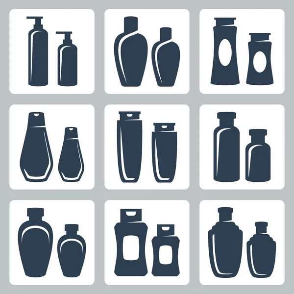 Conjunto de iconos de contenedores cosméticos — Vector de stock