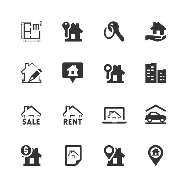Real estate related icons set