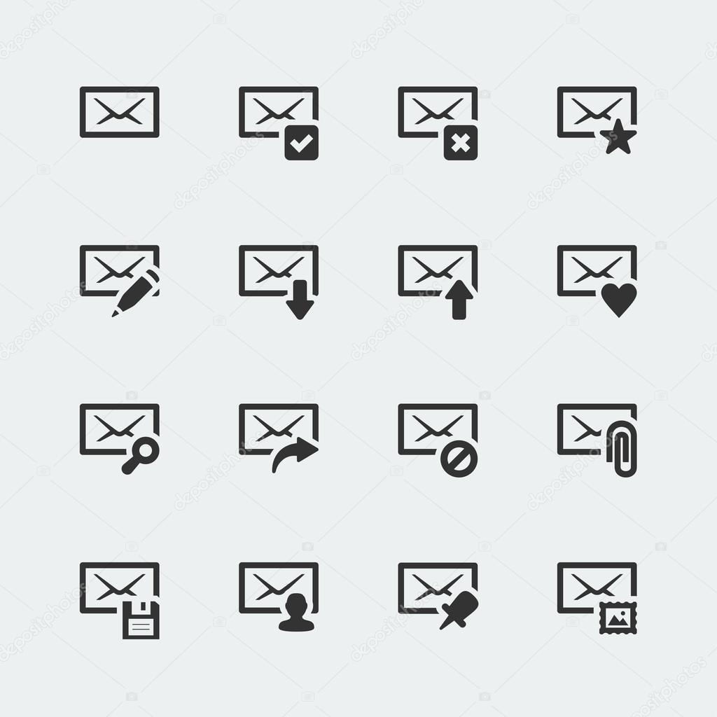 Mail envelope icons set