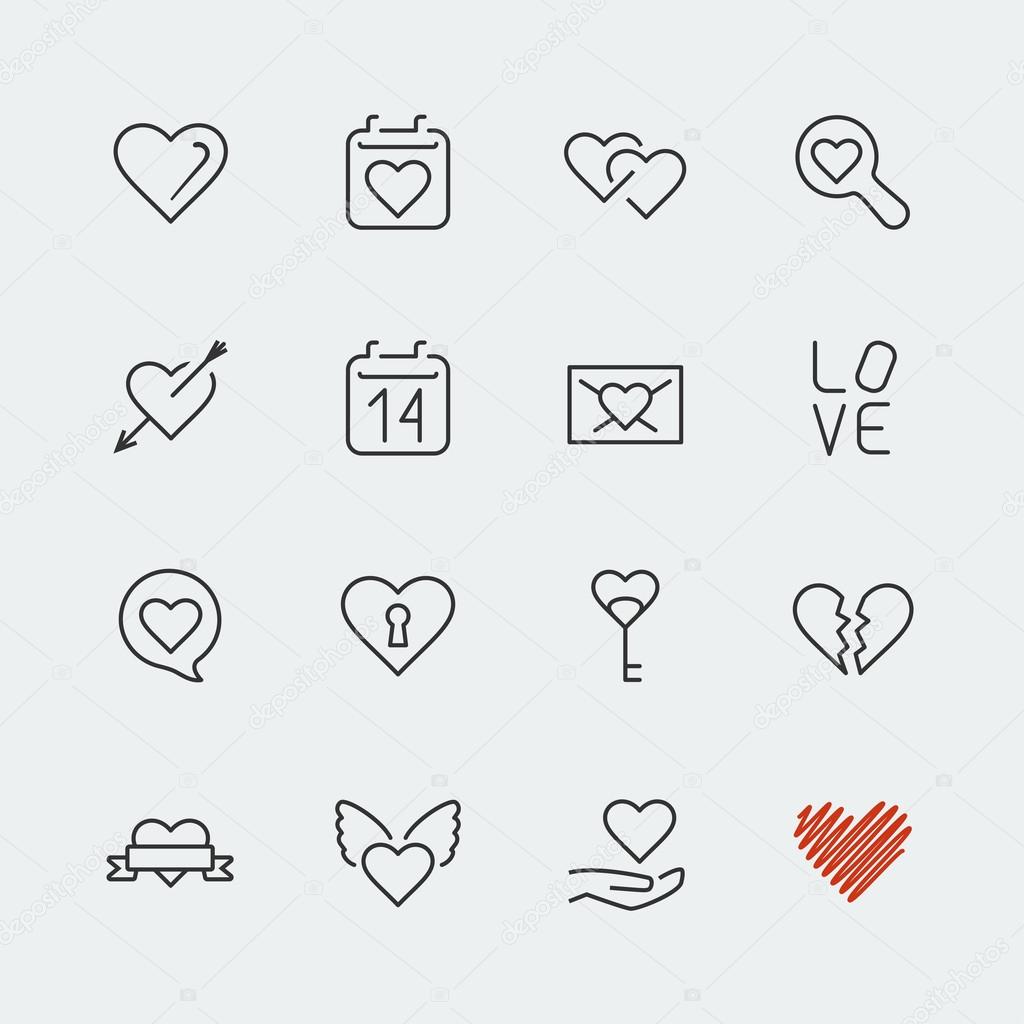 Love related  icons set