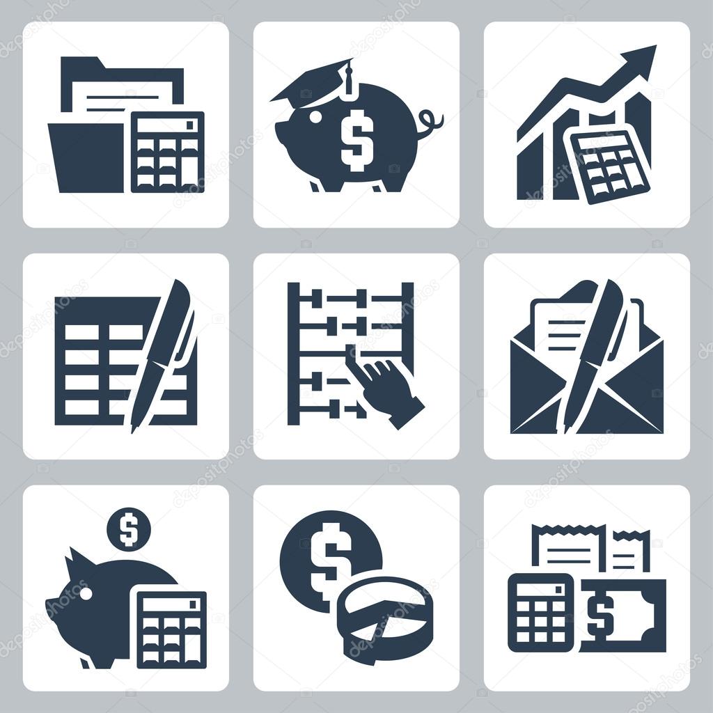 Budget, accounting icons set