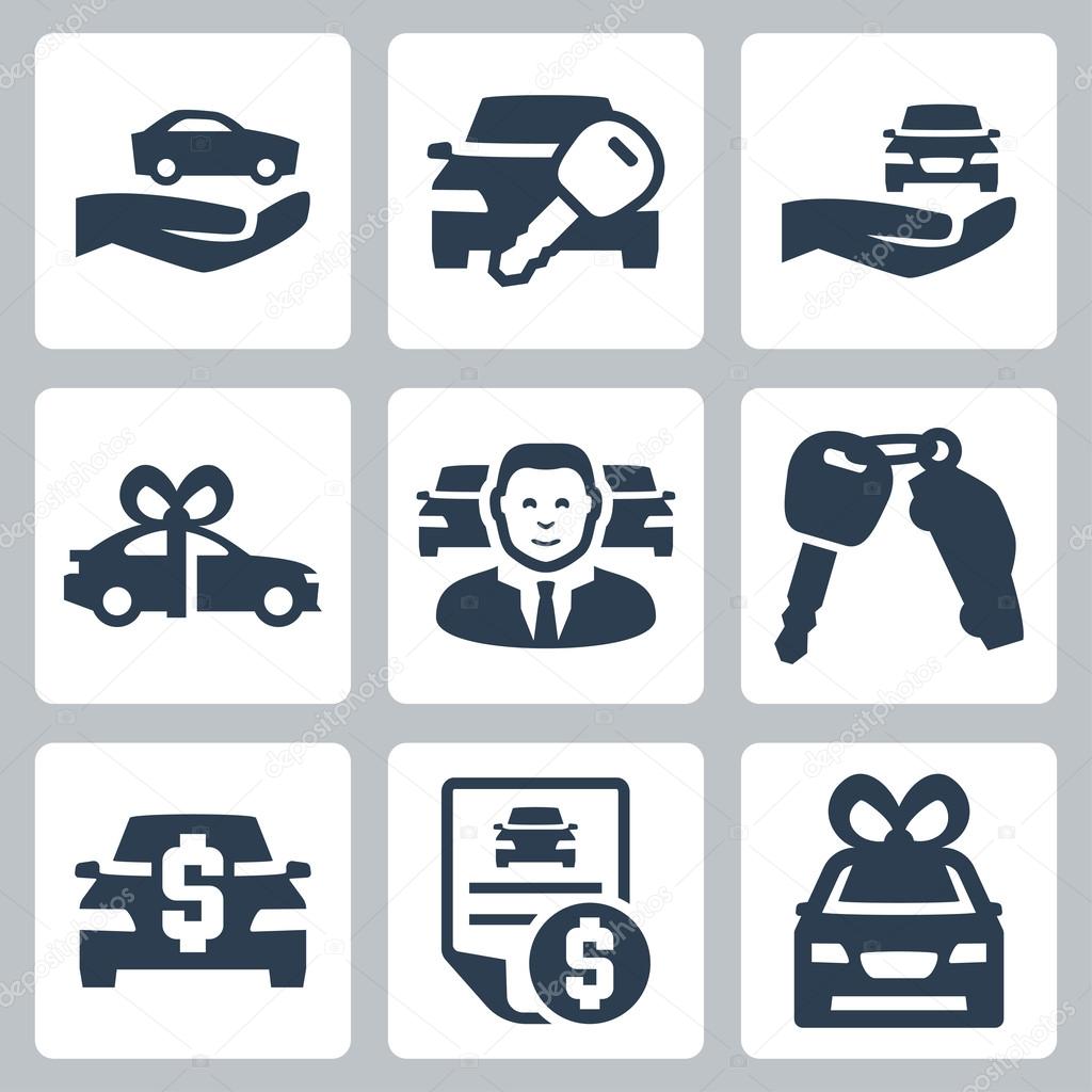 Car dealer icons set
