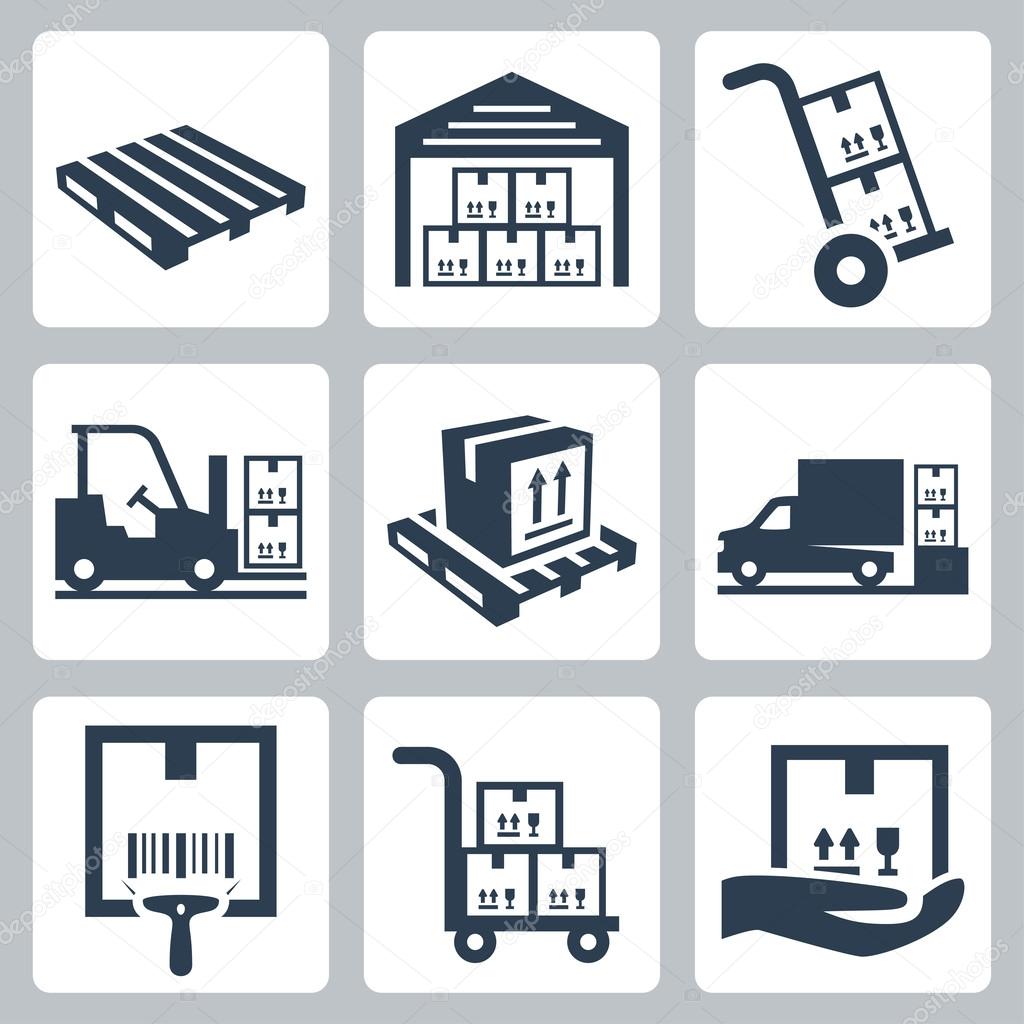 Warehouse related icons set