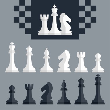 Chess icons set clipart