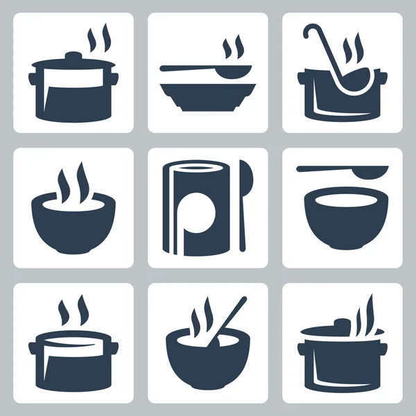 Soup icons set — Stock Vector