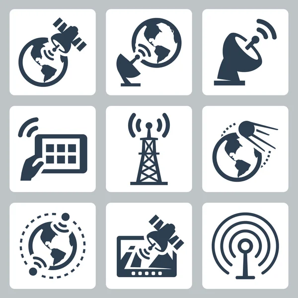 Satelliet en navigatie pictogrammen — Stockvector