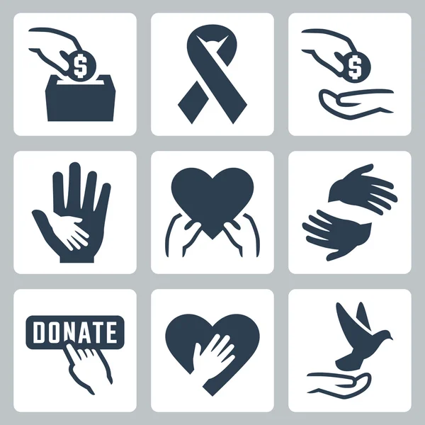 Charity icon set — Stock Vector