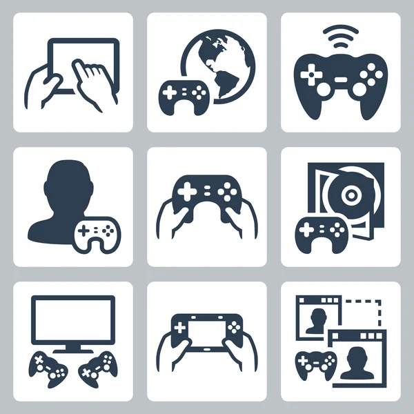 Juegos, iconos de videoconsola — Vector de stock