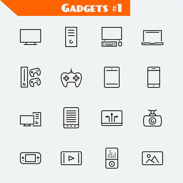 Ordenador y gadgets iconos — Vector de stock