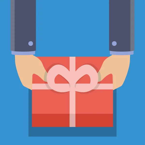 Hands holding gift — Stock Vector