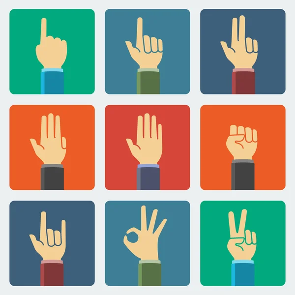 Flat hands icons — Stock Vector