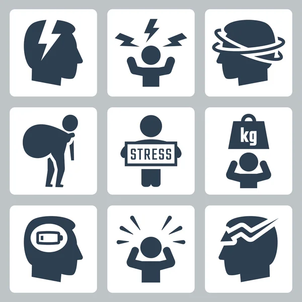 Stress and depression icons — Stock Vector