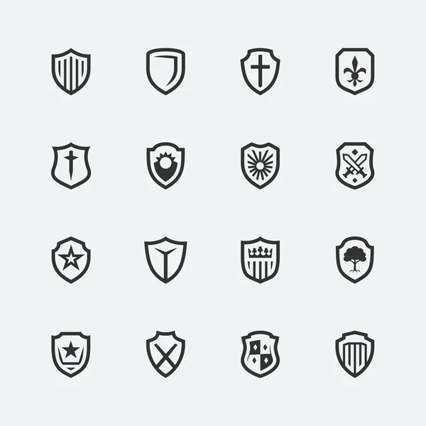 Conjunto de ícones de escudo — Vetor de Stock
