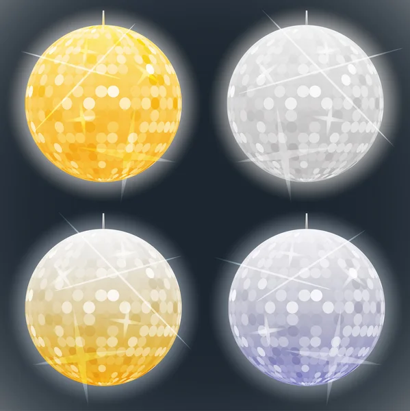 Zilveren en gouden disco ballen — Stockvector