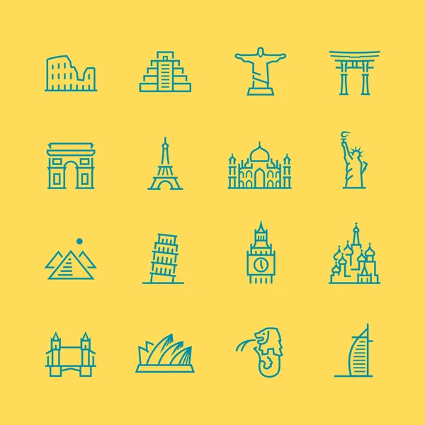Set di icone viste del mondo — Vettoriale Stock