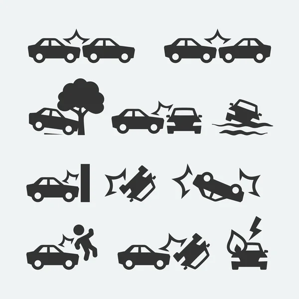 Car crash icons — Stock Illustration Car crash icons Royalty Free Stock Illustrations