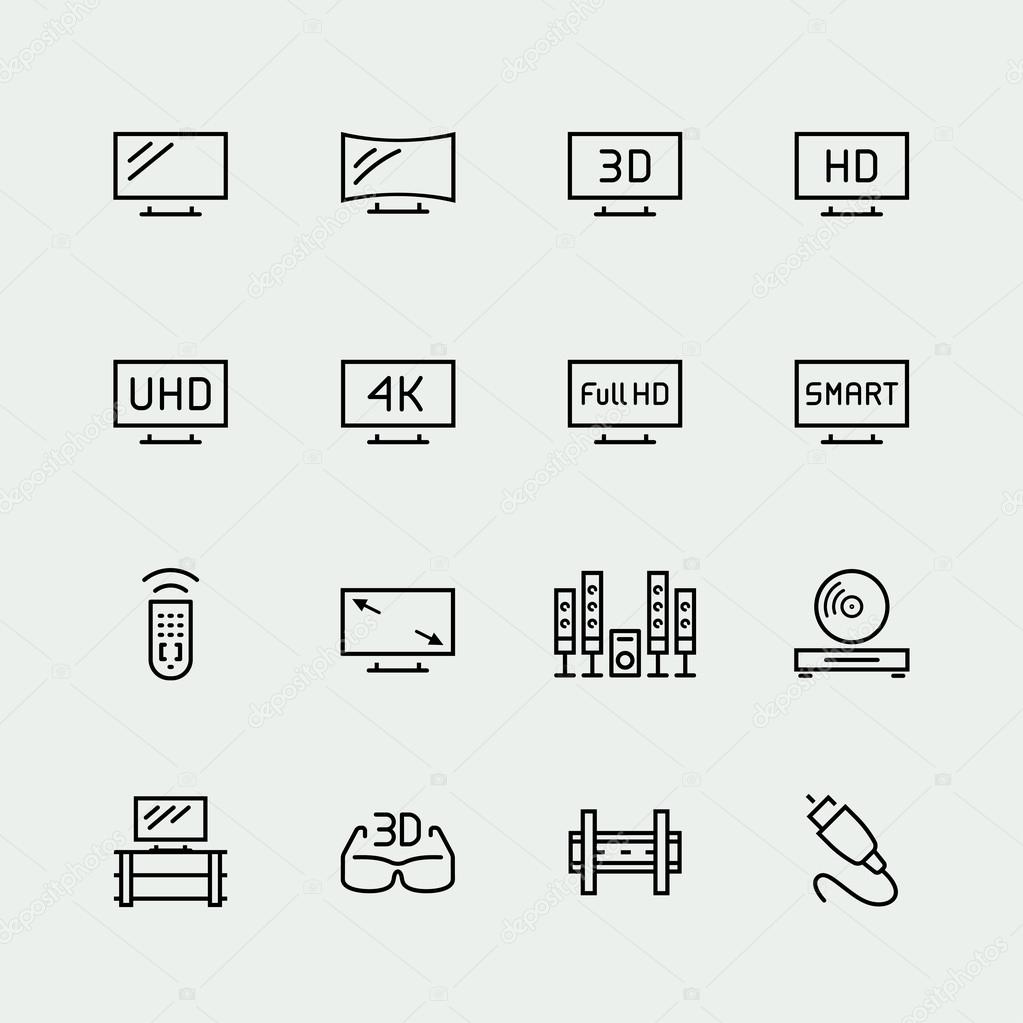 TV icons set
