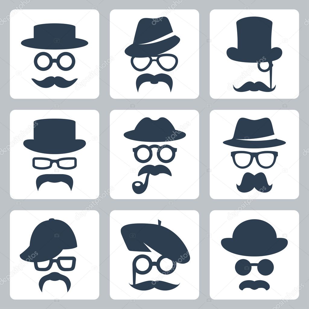 Mustaches, hats and glasses