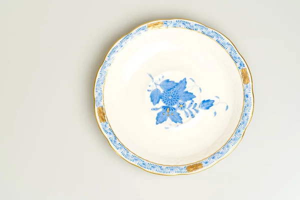 Saucer on light background. Herend Porcelain Hungary Manufacture — Stock Photo, Image