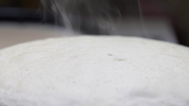 Big round pancake on electric frying pan — Stock Video