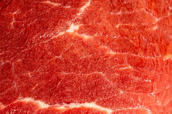 Frisches rohes rotes Fleisch in Nahaufnahme, marmoriertes Fleisch — Stockfoto