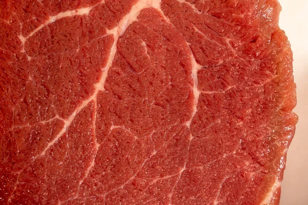 Fresh raw red meat texture closeup, marbled meat