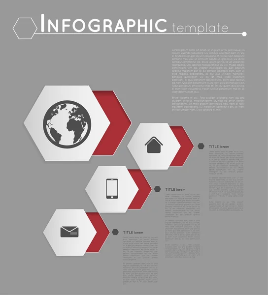 Keksagonin infografinen malli — vektorikuva