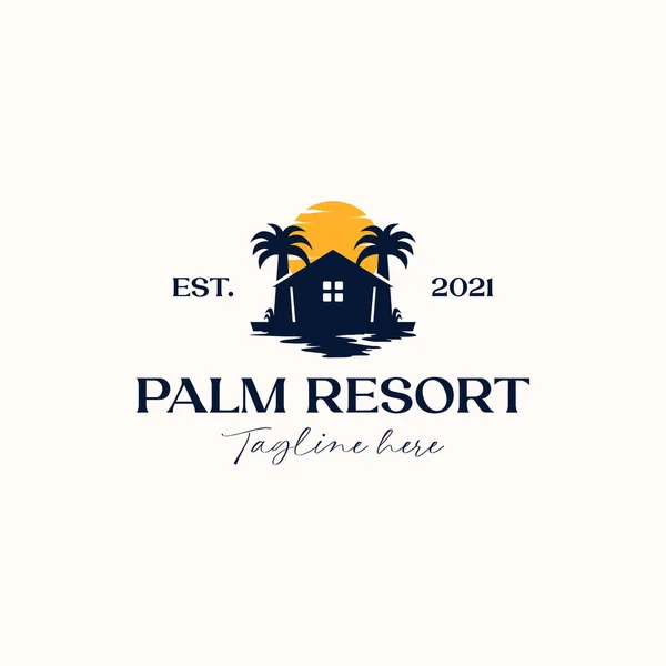 Palmiye Ağacı Logo Şablonu Beyaz Arkaplanda Zole Edildi — Stok Vektör