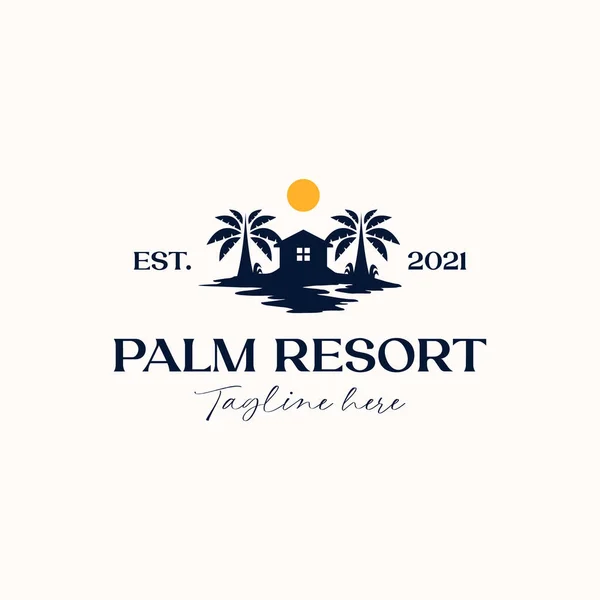 Beyaz Arkaplanda Kapalı Palmiye Ağacı Logosu Şablonu — Stok Vektör