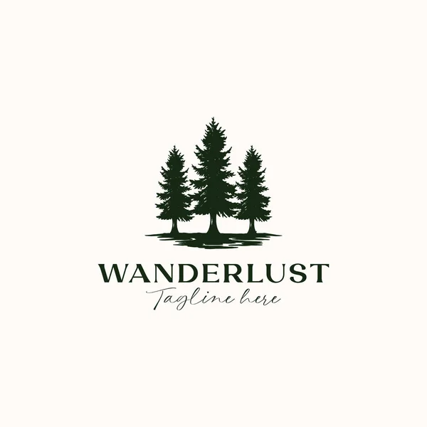 Çam Ağacı Vintage Hipster Logo Şablonu Beyaz Arkaplanda İzole Edildi